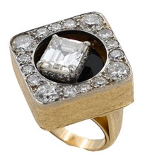 A CASTELO 18K YG SPINNER RING 5 CT EMERALD CUT DIAMOND RING 33 GRAMSHEAVY picture