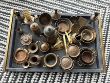 Vintage Miniature Copper & Brass Kitchenware/Iron/Oil Lamp Collection–40 Pieces picture