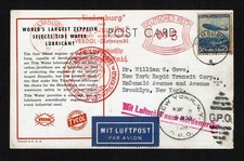 1936 POSTCARD CARRIED ON FIRST FLIGHT OF THE HINDENBURG - EXC COND. (SEE SCANS) picture