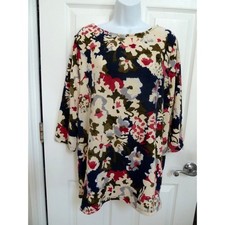 *CHICO'S Sz 3=16/18 XL Colorful Tunic Sweater Pockets Abstract Artsy* picture