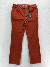 DG2 Diane Gilman Lux Touch Straight Jeans Womens 14 Orange Mid Rise Stretch NWT picture