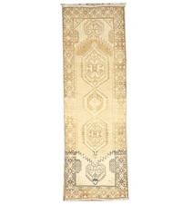 3'2 x 10'0 ft Semi-Antique Handmade Tribal Muted Runner Rug Kitchen Carpet picture