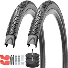 700x35C Foldable Clincher Tires with FV48 Tubes 2-Pack Plus Levers Rim Strips picture