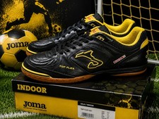 Joma Top Flex 001 Indoor Soccer Shoes Black Yellow Leather Mens US 6.5 EU 39 picture