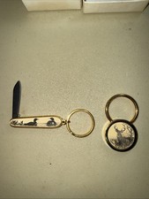 Two L L Bean Barlow Scrimshaw Deer Key Fob and Loon  Penknife Key Fob picture