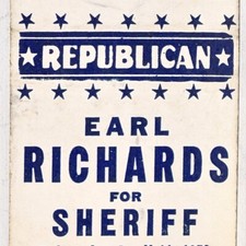 1950 Earl Richards Sheriff McLean County Illinois Political Campaign Advertising picture