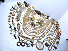 Vtg 50pc Golden Estate Jewelry Lot C Trifari Coro Peri Lisner Tortolani Giovanni picture