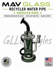 MAV GLASS Sonoma Water Pipe, BUBBLER, RECYCLER, USA MADE, SMOKE W/BLACK ACCENTS picture