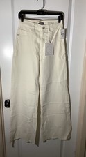DL1961 Hepburn Wide Leg High Rise Vintage Raw Hem Off White Jeans Women’s 26 NWT picture