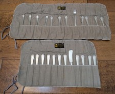 1847 Rogers Bros XS Triple Fork Knife Set Hausmann Sons Rolling Cloth Silverware picture
