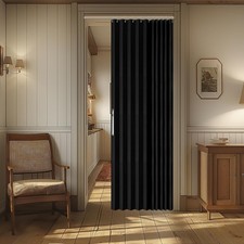 AJAZZ 100% Blackout Magnetic Door Curtain Accordion Doors Interior Closet Door C picture
