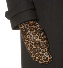 Burberry Prorsum Black Jenny Leopard-print Calf Hair Gloves Sz 6.5 $698 picture
