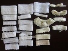 Lot 26 +Yds White & Ivory  Lace/Trims Remnants Sew- J.Journal Doll Crafts New picture