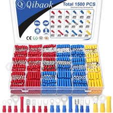 1500pcs Insulated Wire Connectors - Copper Ring Butt Spade Fork Kit picture