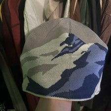 L.L. Bean Men's Winter Beanie Hat Camouflage Blue Gray White One Size picture