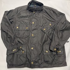 Barbour Jacket Mens Large A132 Beacon C46 Wax Black Motorcycle Coat Waterproof picture