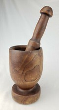 Antique Early Treen Wood Mortar & Pestle Primitive Folk Art Apothecary Druggist picture