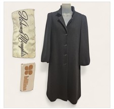 RARE Vintage Billina Black Wool Blend Rib Knit Mob Wife Coat Size 6 Small picture
