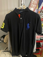Polo Ralph Lauren Men’s L Big Pony Black Polo Short Sleeve Embroidered Logo picture