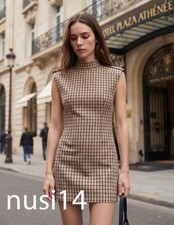 ZARA NEW WOMAN PLAID SHORT JUMPSUIT WITH LOOPS PLAYSUIT ECRU NAVY  1210/228/066 picture