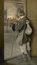 Nikolay Bogdanov-Belsky At the Door of the School 1897 Russian Realism picture