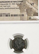 Alexander III (the Great) AE Half-Unit NGC VF 336-323 BC Early Posthumous Shield picture