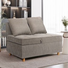 4-in-1 Sofa Bed Chair, Convertible Chair Linen Fabric loveseat Longer Sleeper🎁 picture