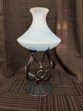 Vintage Jozefina Krosno Glass Octopus Vase Blue | 11” Tall Handblown Polish Art picture