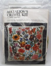 NIP Vintage Mazaltov's Flower Fantasy Crewel Pillow Kit NOS  Floral 14