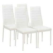 4pcs Elegant Assembled Stripping Texture High Backrest Dining Chairs White picture