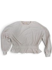 Nation LTD Ivory 100% Cotton French Terry Peplum Sweatshirt Medium Made in USA picture