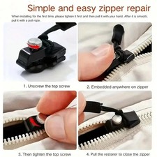 12 Pack Universal Quick Fix Zipper Repair Kit Detachable Slider Replacement picture