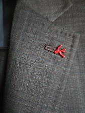 Isaia Red Coral Lapel Pin New picture