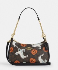 Teri Shoulder Bag In Signature Canvas Pumpkin Halloween Print CCE71 Shoulder Bag picture