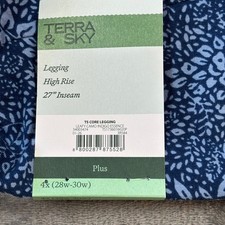 Terra & Sky Womens 4X Plus High Rise Leggings Leafy Camo Indigo Blue TS173601602 picture
