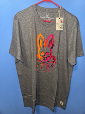 Psycho Bunny Men's Gray Graphic Logo Crew Neck Pima Cotton Tee Shirt, L picture