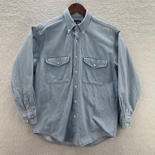 Vintage Gap Denim Shirt Mens Small Blue Light Wash 90s Workwear Outdoor Preppy picture
