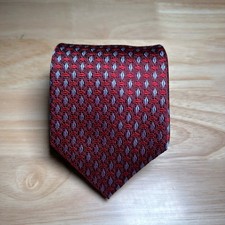 Jos. A. Bank Necktie Mens One Size Burgundy Geometric Silk Executive Collection picture