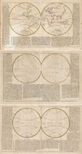 3 Antique Maps-WORLD-USA-HEMISPHERE-18th c picture