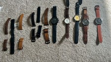 Fossil Mens Analog Watch Lot of 5 + Extra Bands + 2 Tins Nate Grant Dean Bannon picture