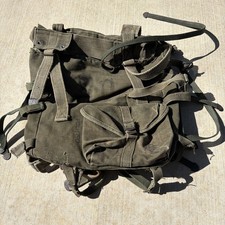 Vintage Army  Canvas Combat Backpack OD Green ARVN Style Field Pack Multi Strap picture
