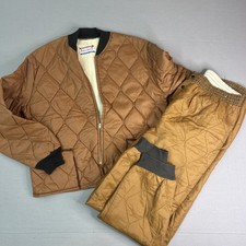 VTG 1960s Insulated Workwear Jacket Pant Set Bonded Dacron EMAR Zip USA DuPont picture