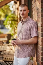 NWOT Mizzen Main Leeward Shirt  Mens M Geometric Performance Short Sleeve  picture