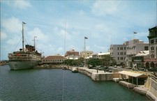 Waterfront Hamilton Bermuda Postcard Queen of Bermuda Ship Front Street Chrome picture