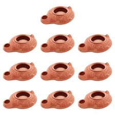 10 HERODIAN Hanukkah Holy Land OIL LAMP Biblical Antique Replica Clay Judaica picture