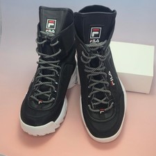 FILA Disruptor Ballistic High Top Sneaker Boot Black White 5FM00796-014 Womens 9 picture