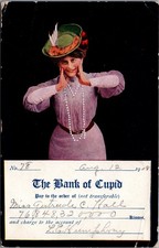 1908 Bank of Cupid Postcard to Miss Gertrude Hall Del Norte CO picture