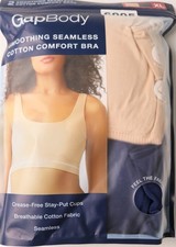 GapBody 2 Pack Seamless Cotton Comfort Bras Womens XL Nude Navy Wireless picture