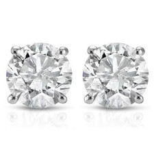 1/2Ct TW Round Natural Diamond Studs Women's Earrings 14K White Or Yellow Gold picture