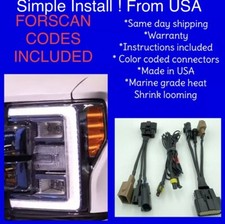 2017 2018 2019 Ford F250 350 + Headlight Halogen To LED Conversion Adapter picture